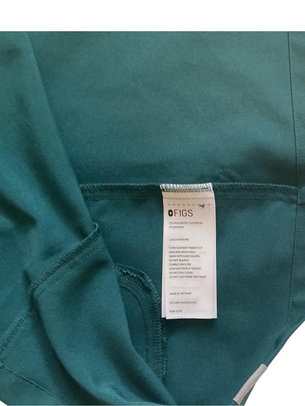 Figs Teal Scrub Top Short-Sleeve Notched Collar - Picture 7 of 7